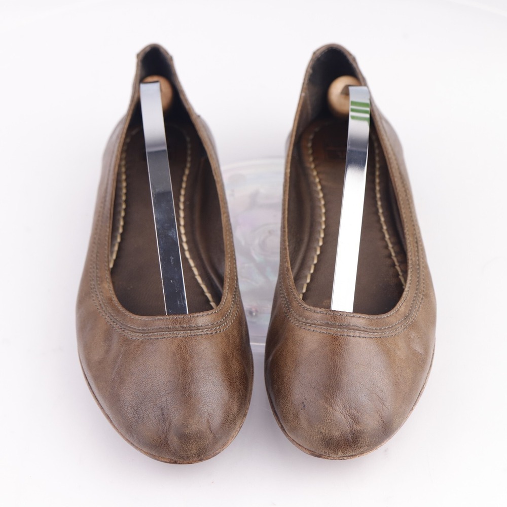Frye Womens Carson Ballet Flats Size 8 M Cognac Tan Leather Comfort Slip On Shoe